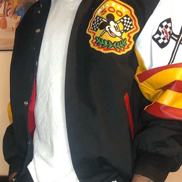 Vintage Mickey Mouse nascar racing varsity jacket leather - Picture 3 of 4